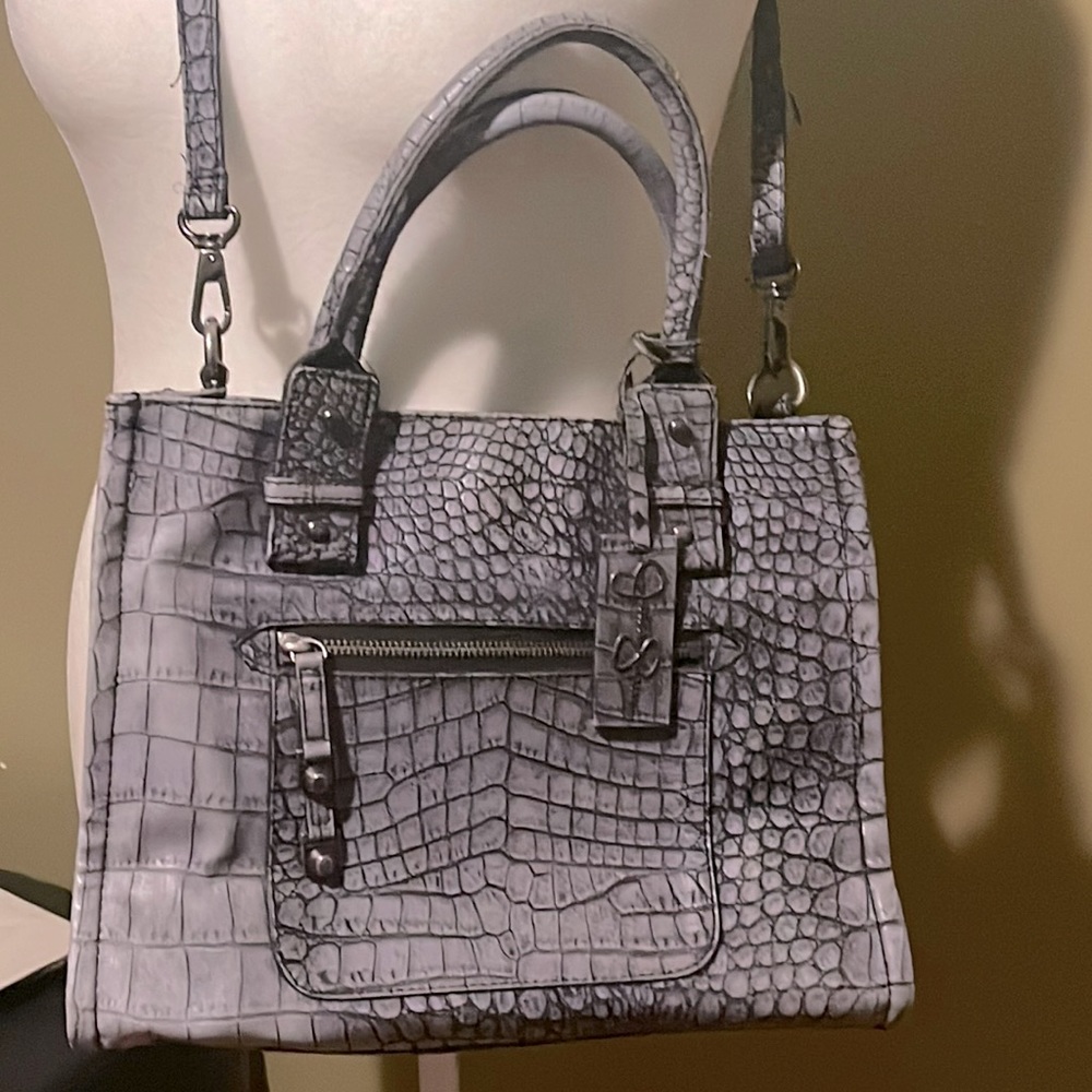 Blue/Gray gently used Jessica Simpson  3 section tote with shoulder strap